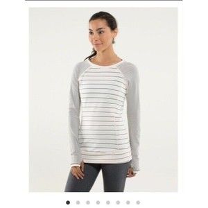 EUC LULULEMON Full Tilt Long Sleeve Rulu Top Slalom Stripe Angel Wing